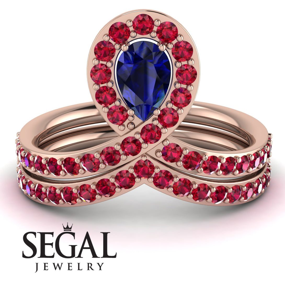 Sapphire Pear Shape Stacking Bridal Set - Emilia No. 59