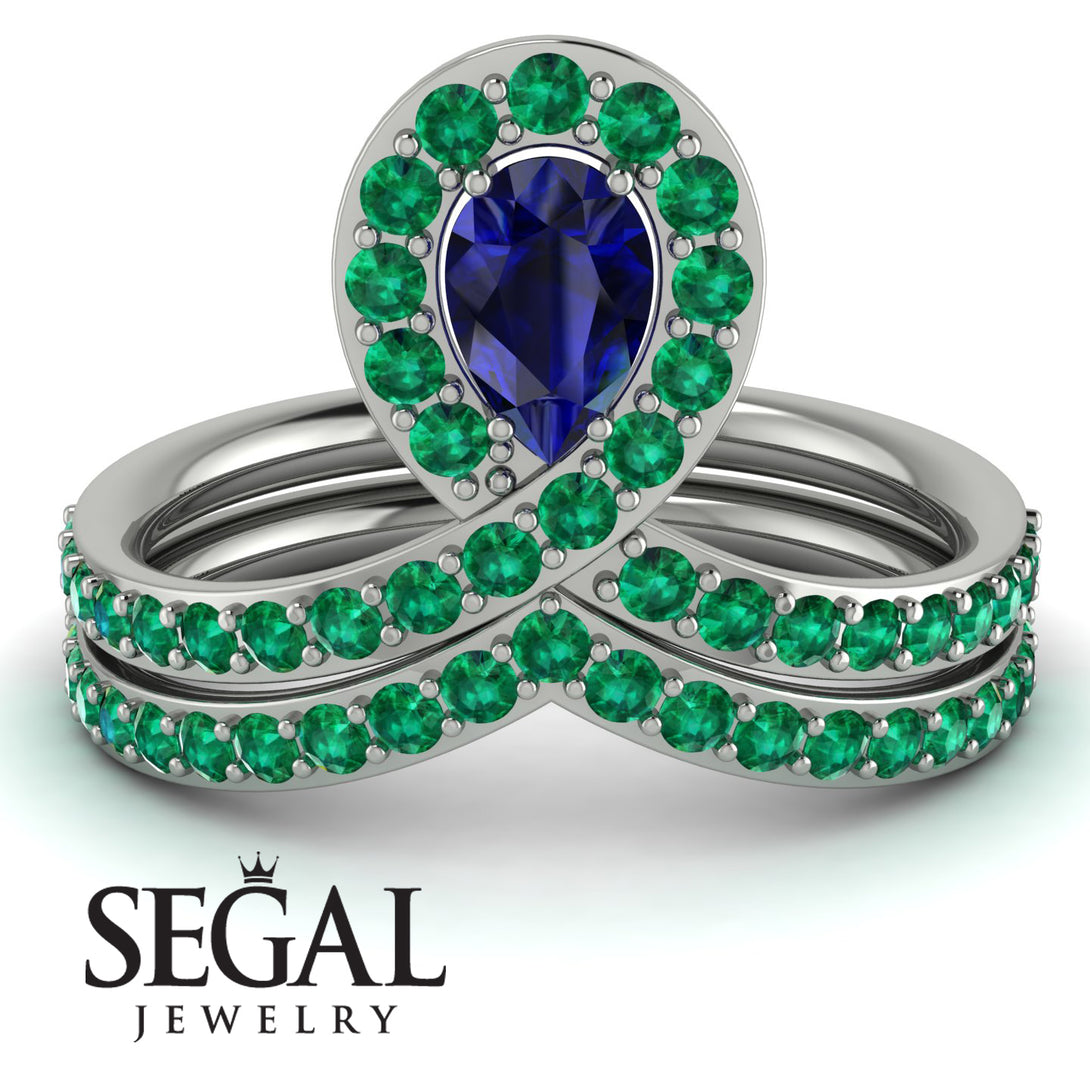 Sapphire Pear Shape Stacking Bridal Set - Emilia No. 30