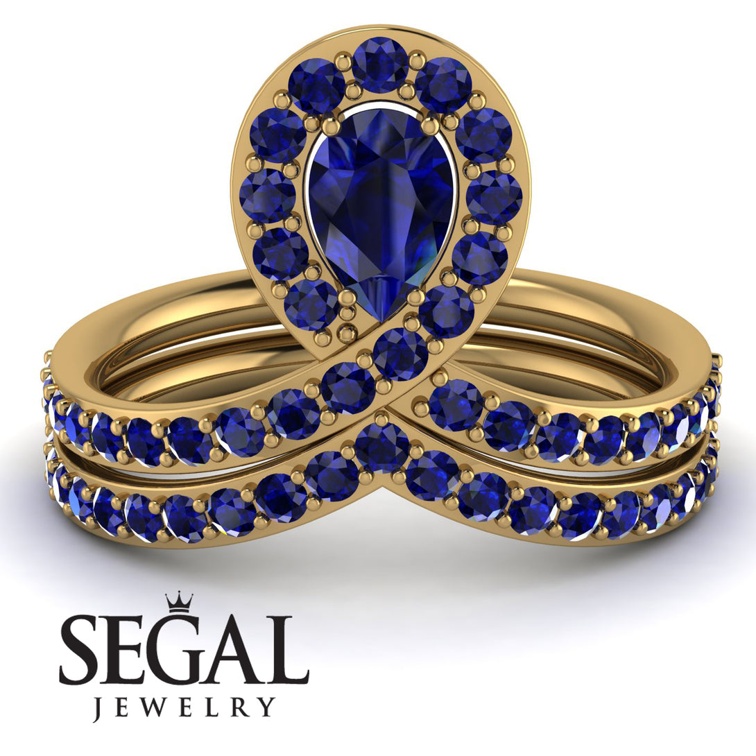 Sapphire Pear Shape Stacking Bridal Set - Emilia No. 73
