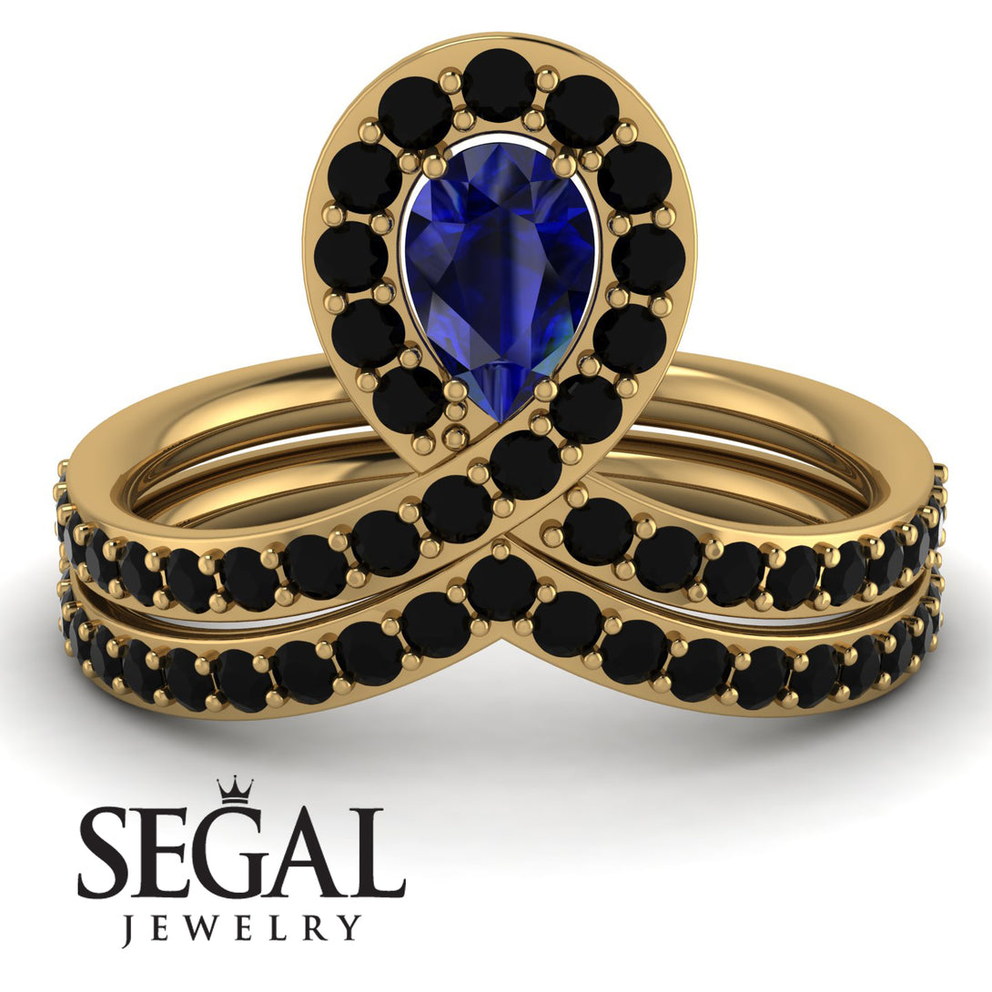 Sapphire Pear Shape Stacking Bridal Set - Emilia No. 43