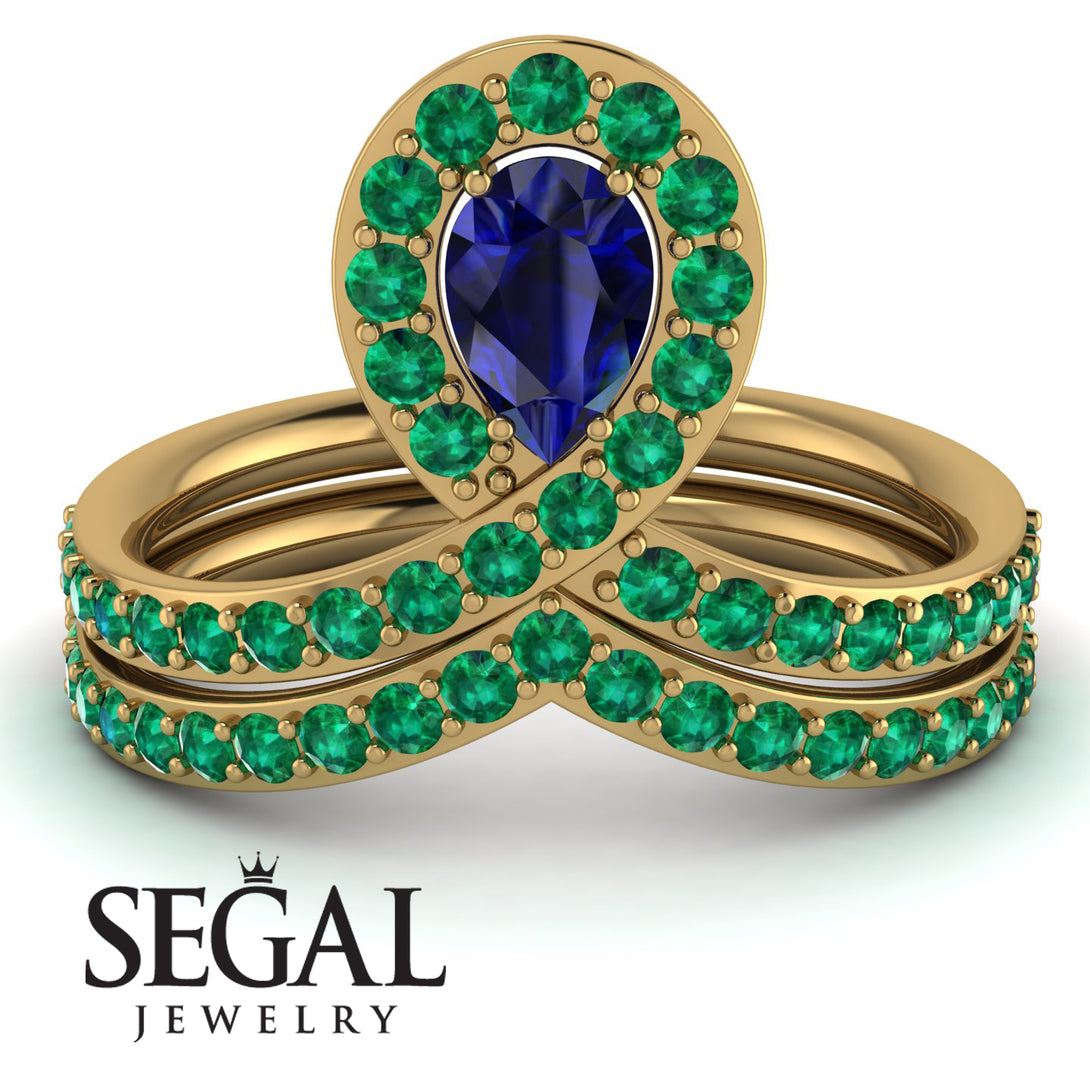 Sapphire Pear Shape Stacking Bridal Set - Emilia No. 28
