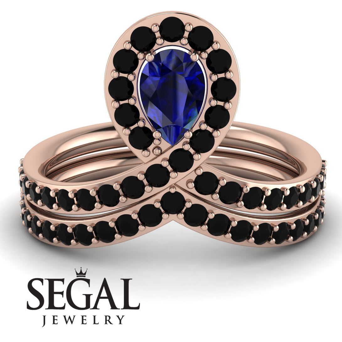Sapphire Pear Shape Stacking Bridal Set - Emilia No. 44