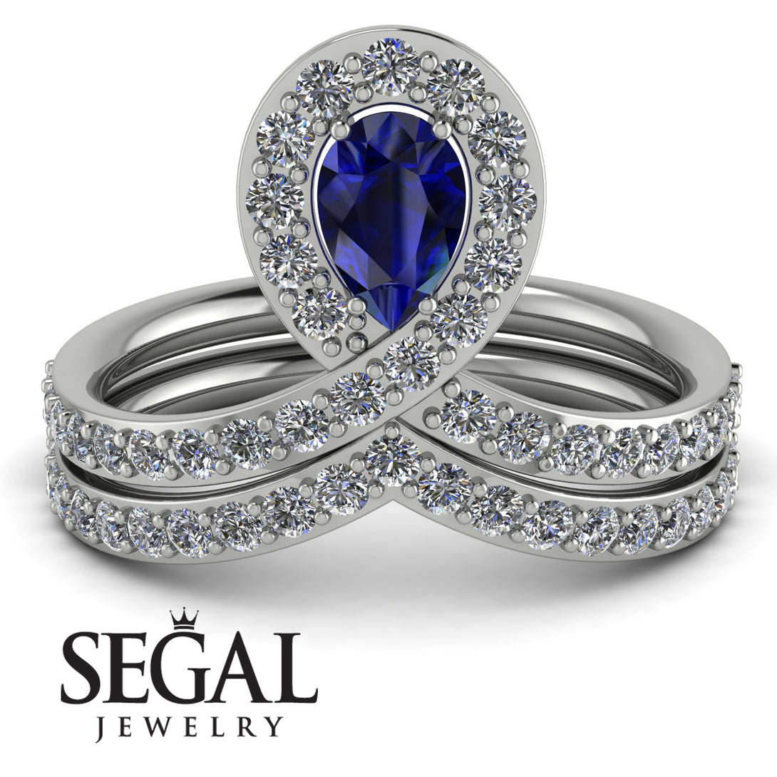 Sapphire Pear Shape Stacking Bridal Set - Emilia No. 15