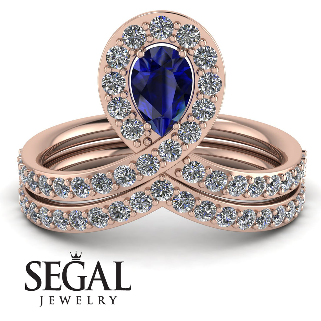 Sapphire Pear Shape Stacking Bridal Set - Emilia No. 14