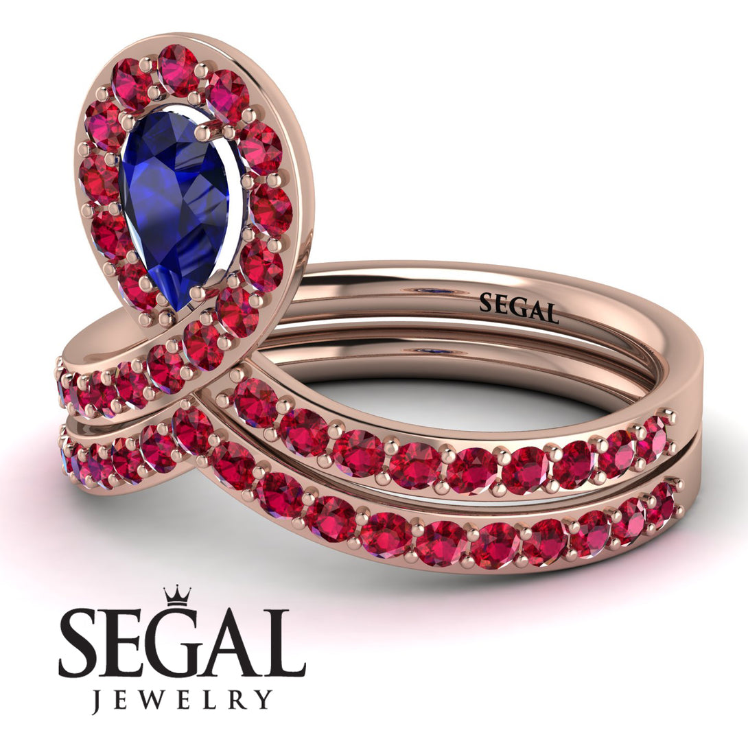 Sapphire Pear Shape Stacking Bridal Set - Emilia No. 59