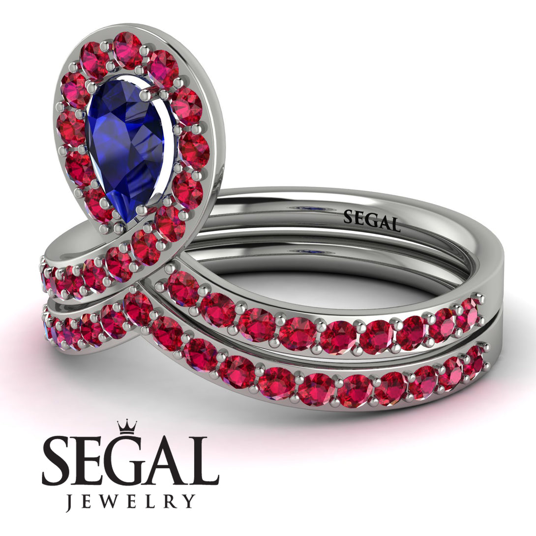 Sapphire Pear Shape Stacking Bridal Set - Emilia No. 60