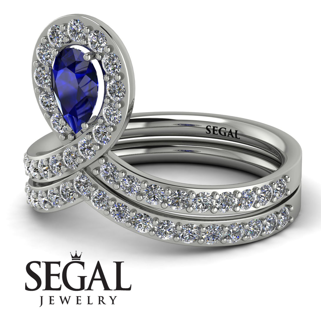 Sapphire Pear Shape Stacking Bridal Set - Emilia No. 15