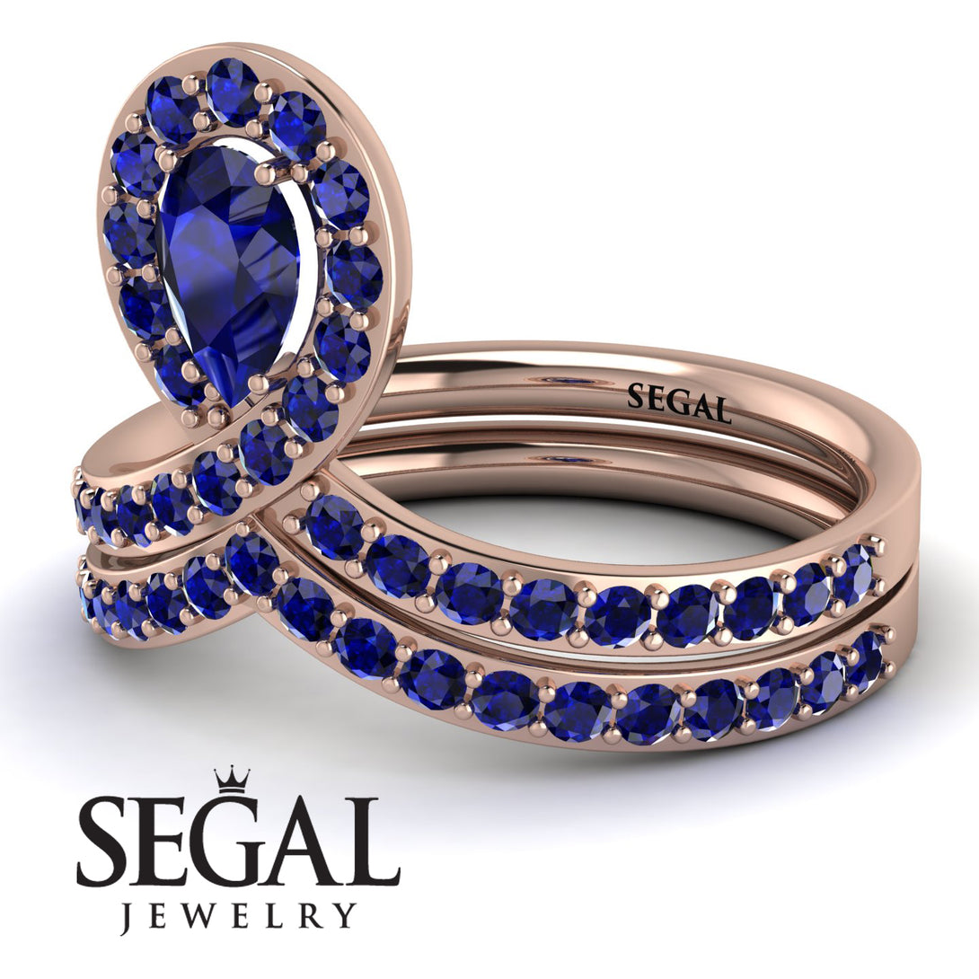 Sapphire Pear Shape Stacking Bridal Set - Emilia No. 74