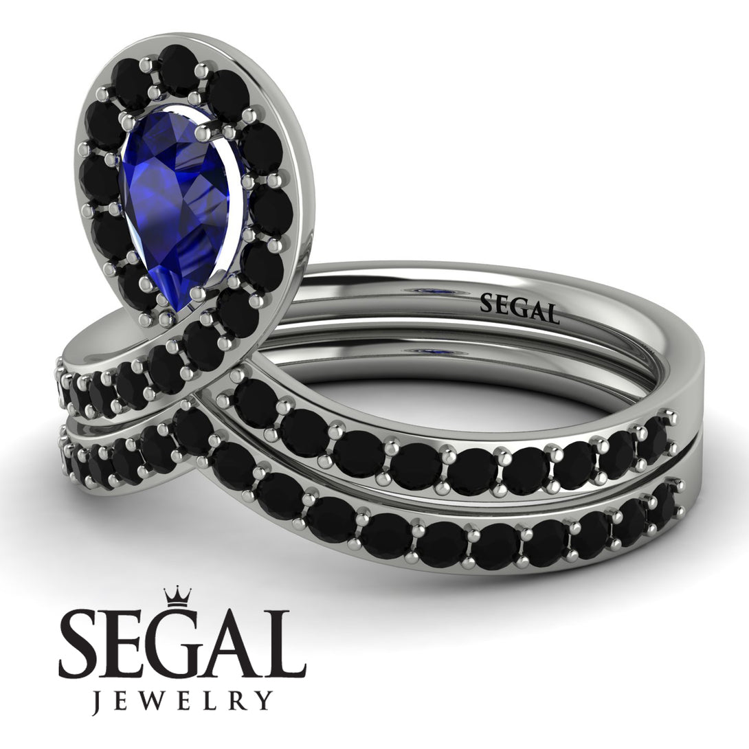 Sapphire Pear Shape Stacking Bridal Set - Emilia No. 45