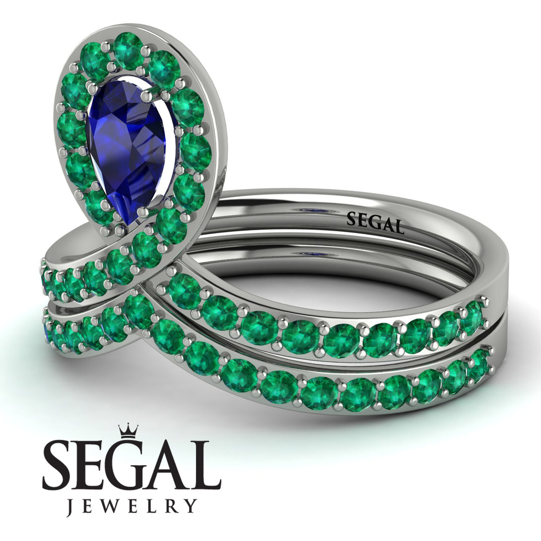 Sapphire Pear Shape Stacking Bridal Set - Emilia No. 30