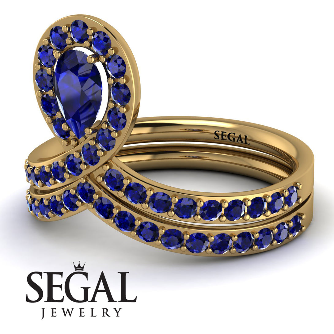 Sapphire Pear Shape Stacking Bridal Set - Emilia No. 73