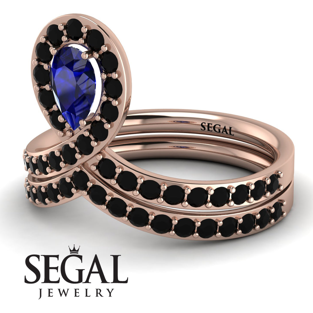 Sapphire Pear Shape Stacking Bridal Set - Emilia No. 44