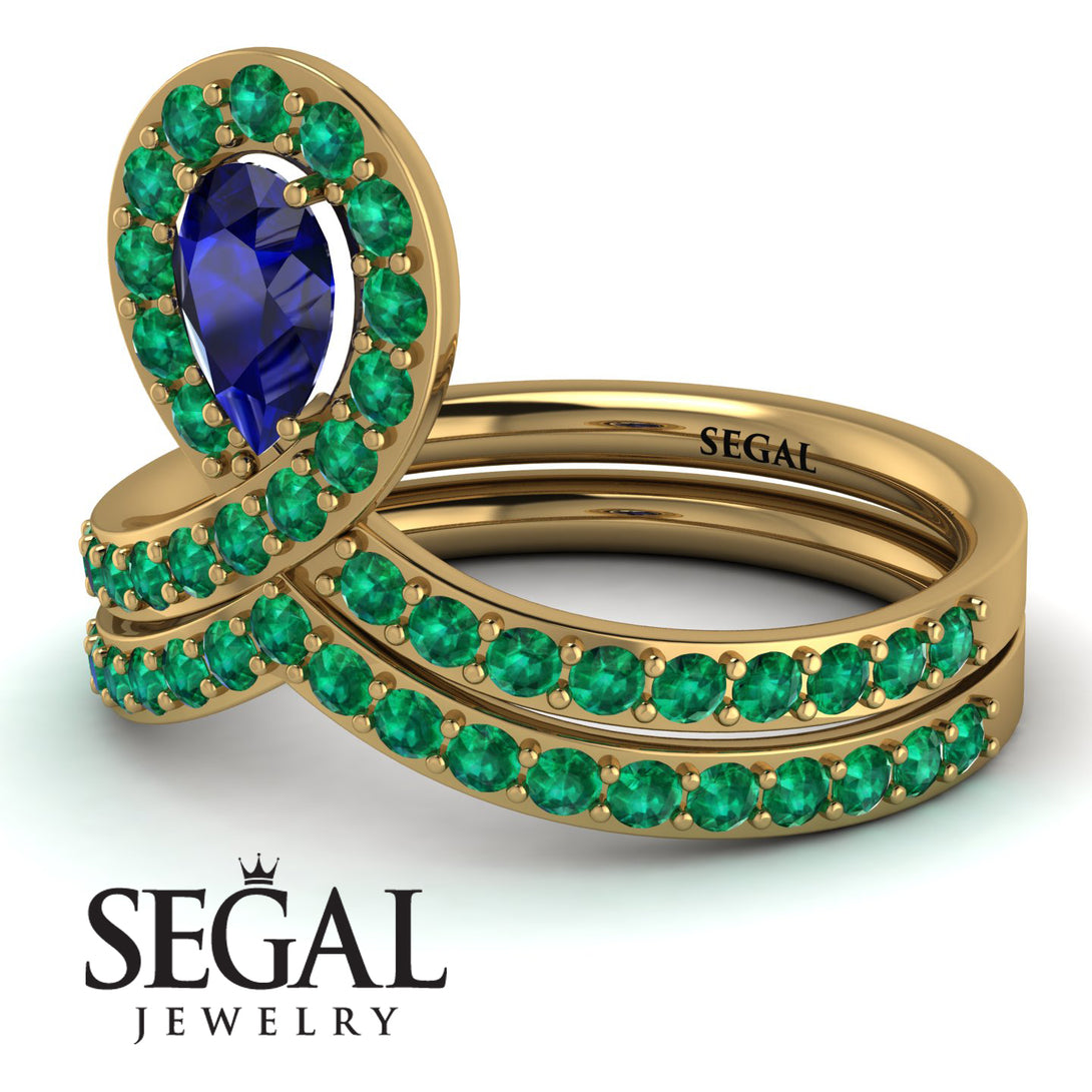 Sapphire Pear Shape Stacking Bridal Set - Emilia No. 28
