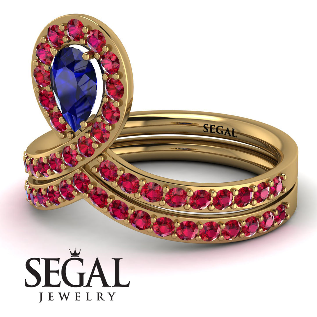 Sapphire Pear Shape Stacking Bridal Set - Emilia No. 58