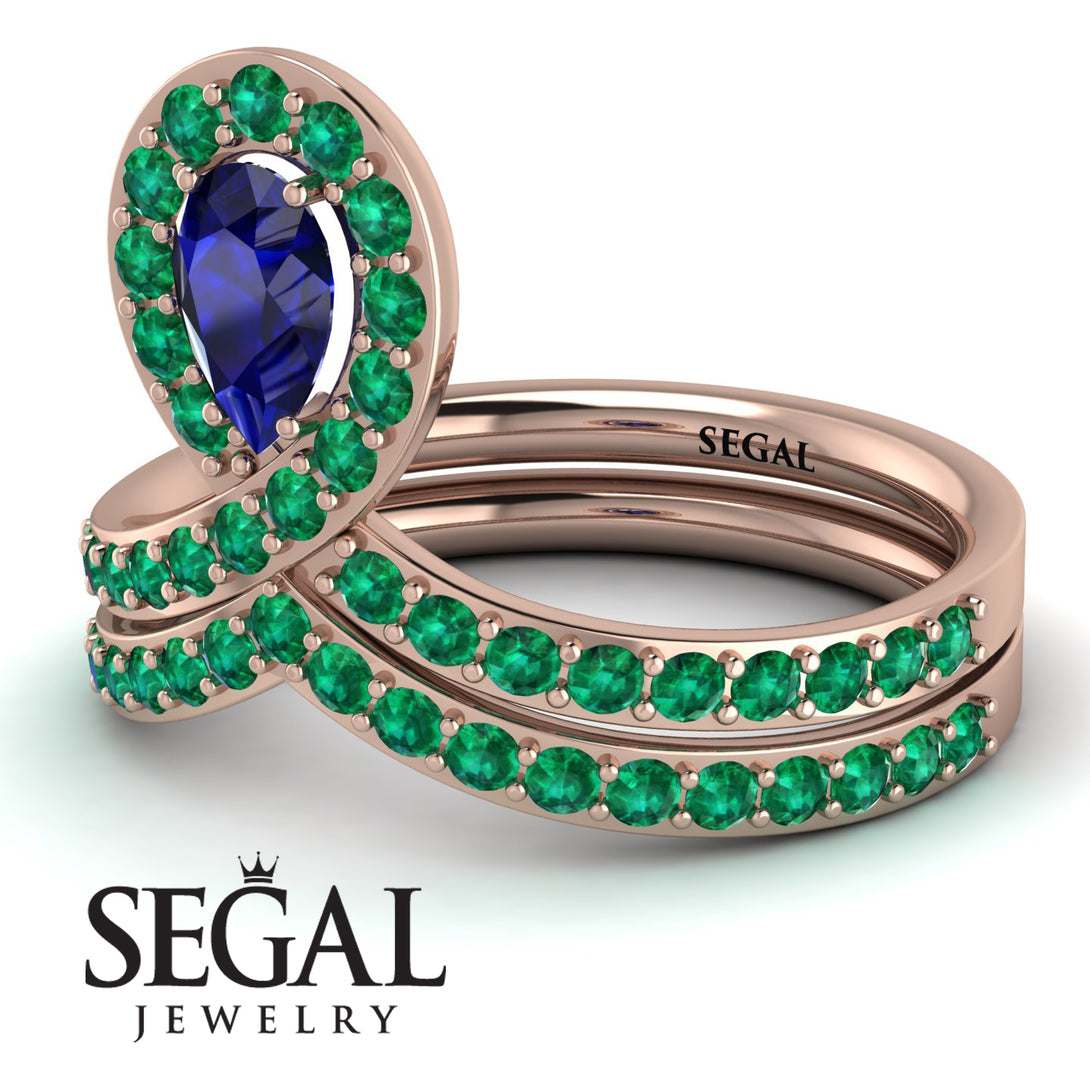 Sapphire Pear Shape Stacking Bridal Set - Emilia No. 29