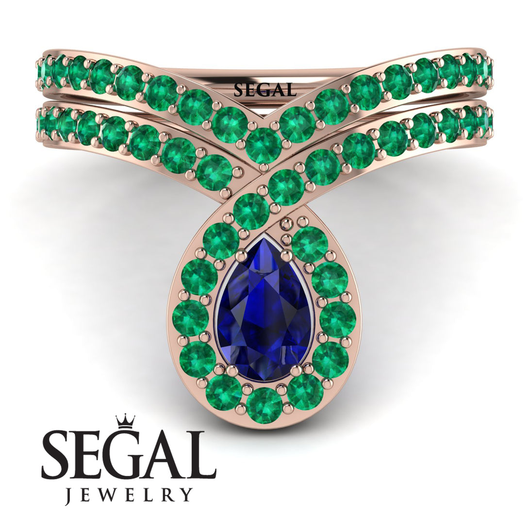Sapphire Pear Shape Stacking Bridal Set - Emilia No. 29