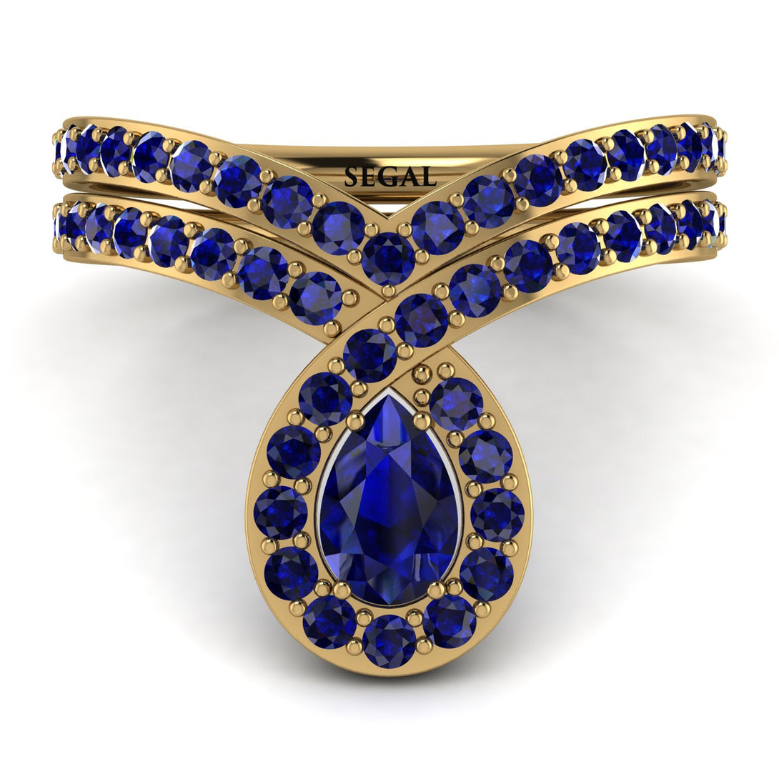 Sapphire Pear Shape Stacking Bridal Set - Emilia No. 73