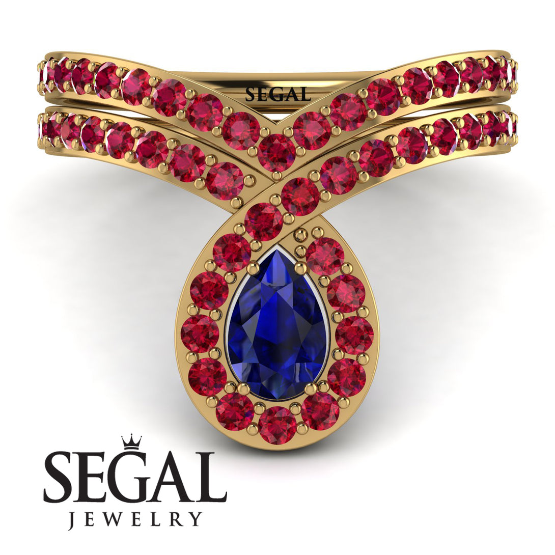 Sapphire Pear Shape Stacking Bridal Set - Emilia No. 58