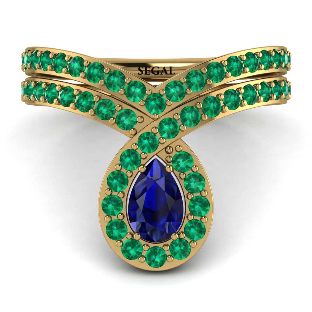 Sapphire Pear Shape Stacking Bridal Set - Emilia No. 28