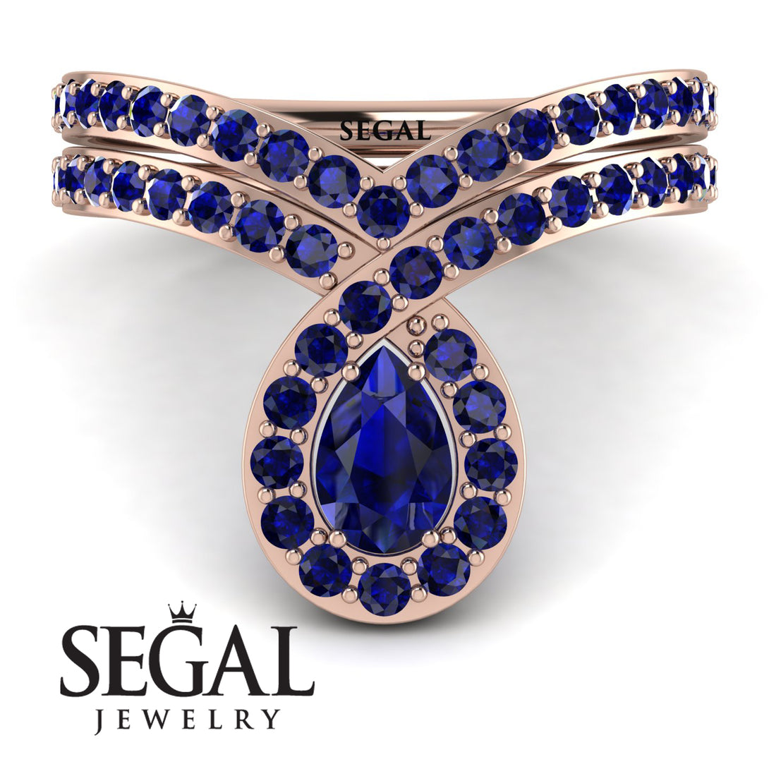 Sapphire Pear Shape Stacking Bridal Set - Emilia No. 74