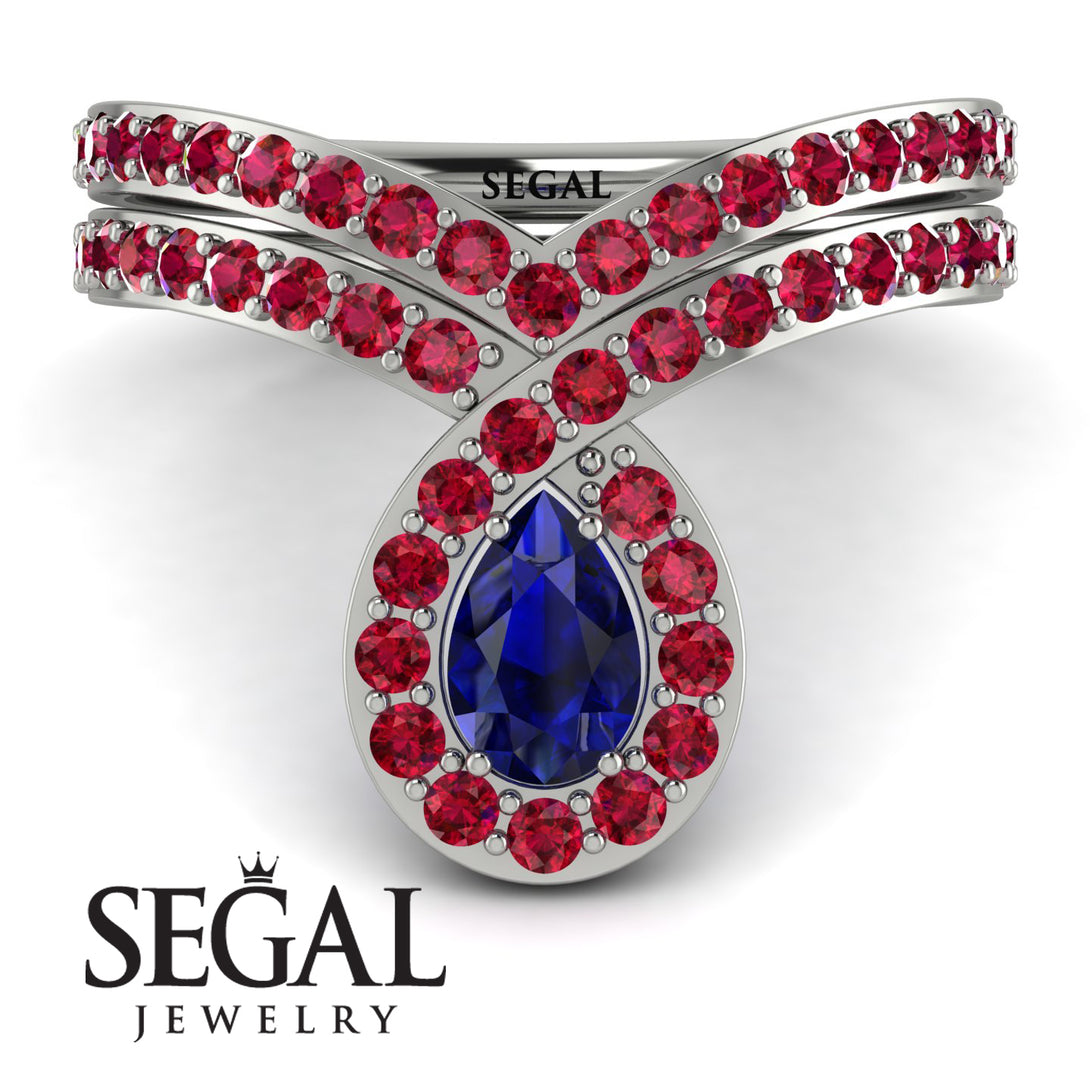 Sapphire Pear Shape Stacking Bridal Set - Emilia No. 60