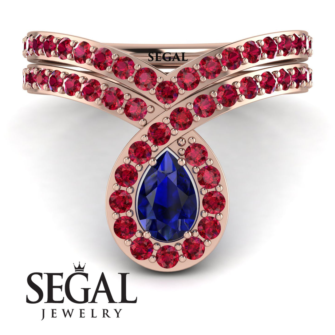 Sapphire Pear Shape Stacking Bridal Set - Emilia No. 59
