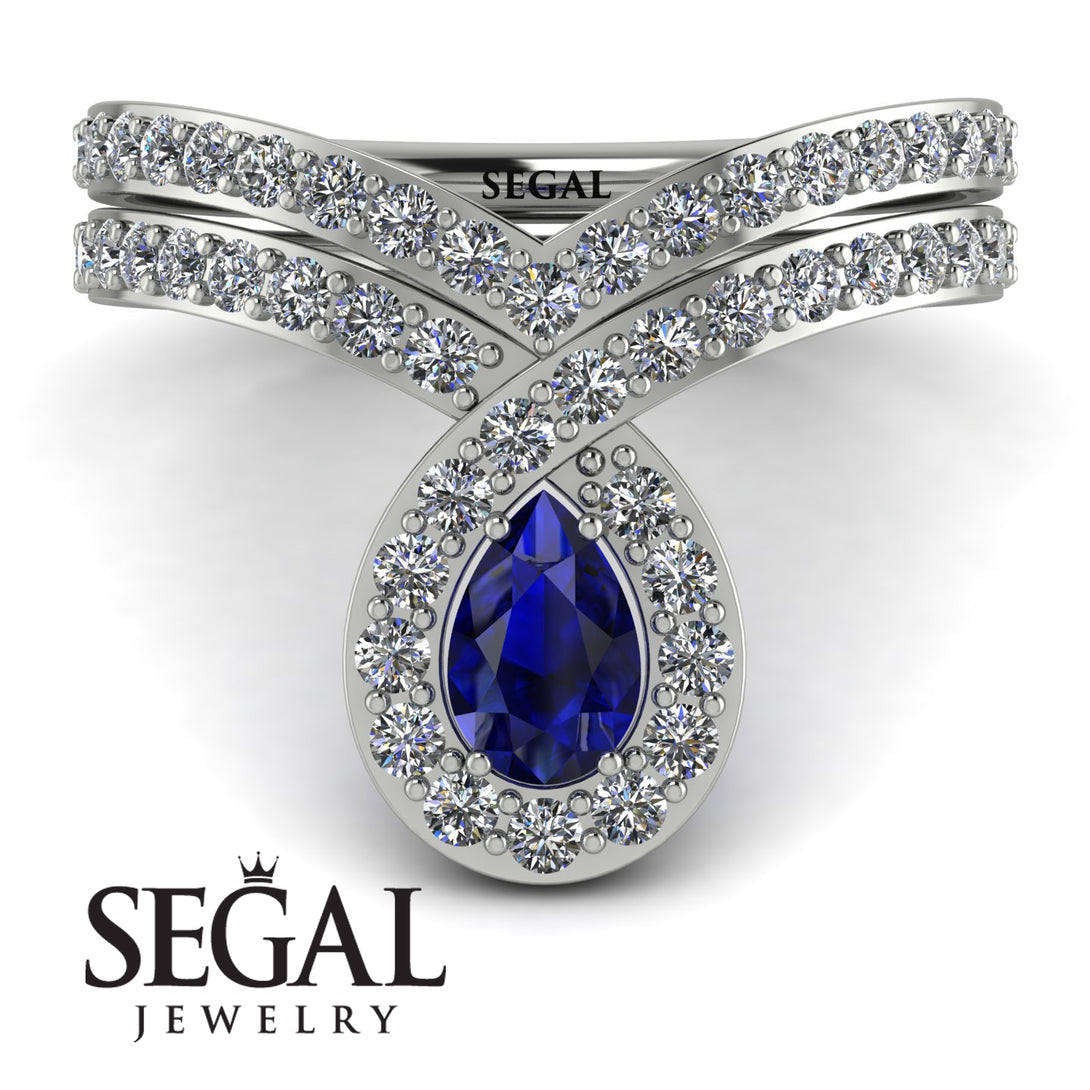 Sapphire Pear Shape Stacking Bridal Set - Emilia No. 15