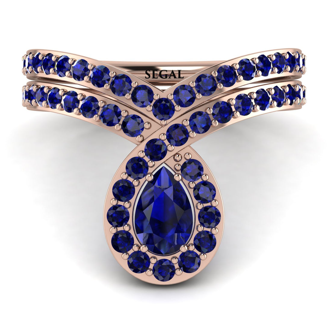 Sapphire Pear Shape Stacking Bridal Set - Emilia No. 74