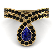Sapphire Pear Shape Stacking Bridal Set - Emilia No. 43 image 1