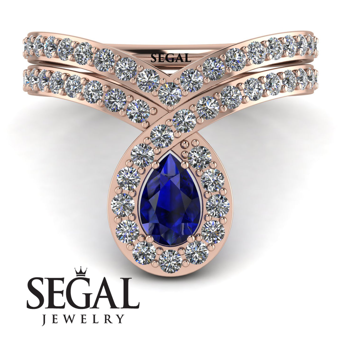 Sapphire Pear Shape Stacking Bridal Set - Emilia No. 14