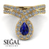Blue Sapphire Wedding Ring Sets Pear Shape Stacking Bridal Set - Emilia No. 13