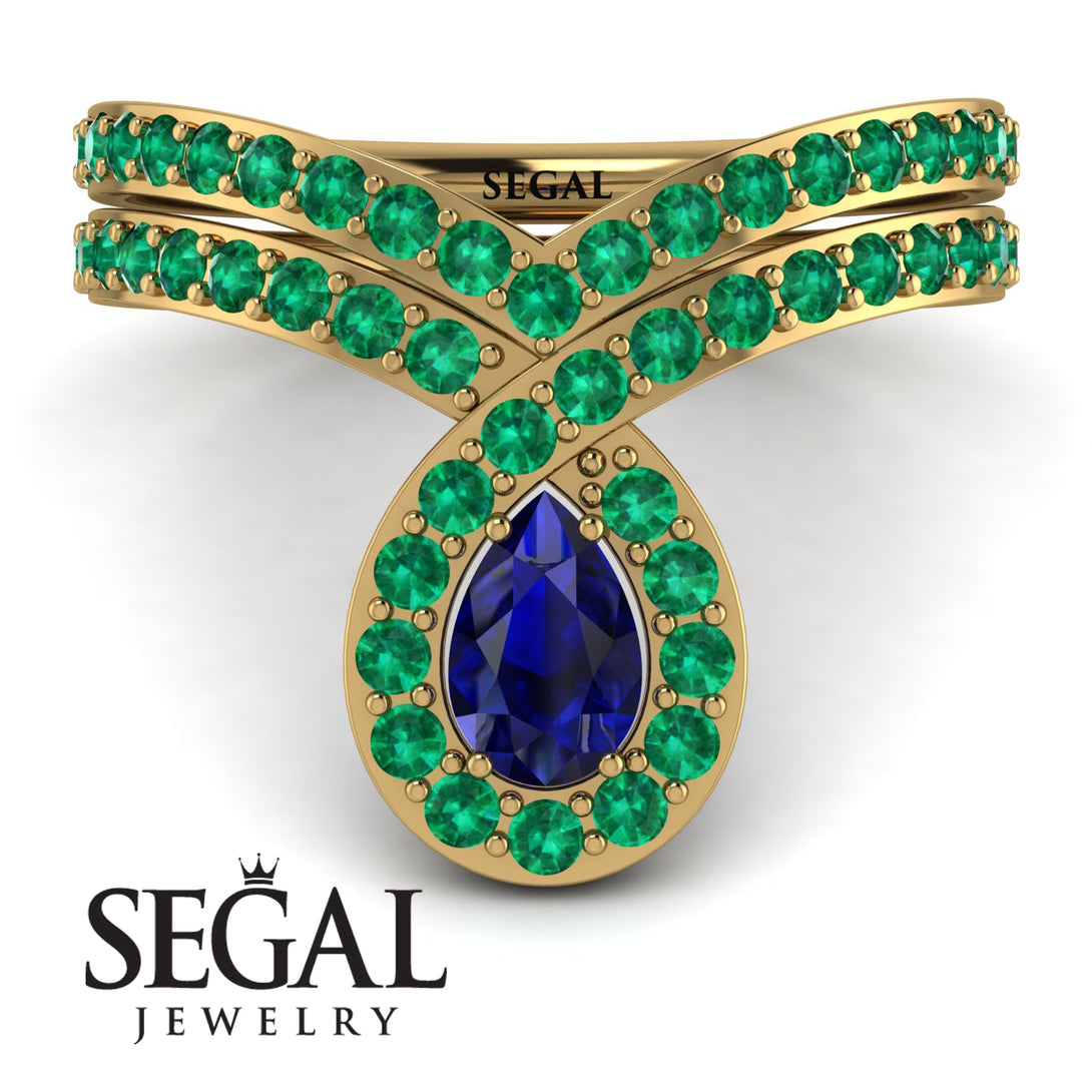 Sapphire Pear Shape Stacking Bridal Set - Emilia No. 28