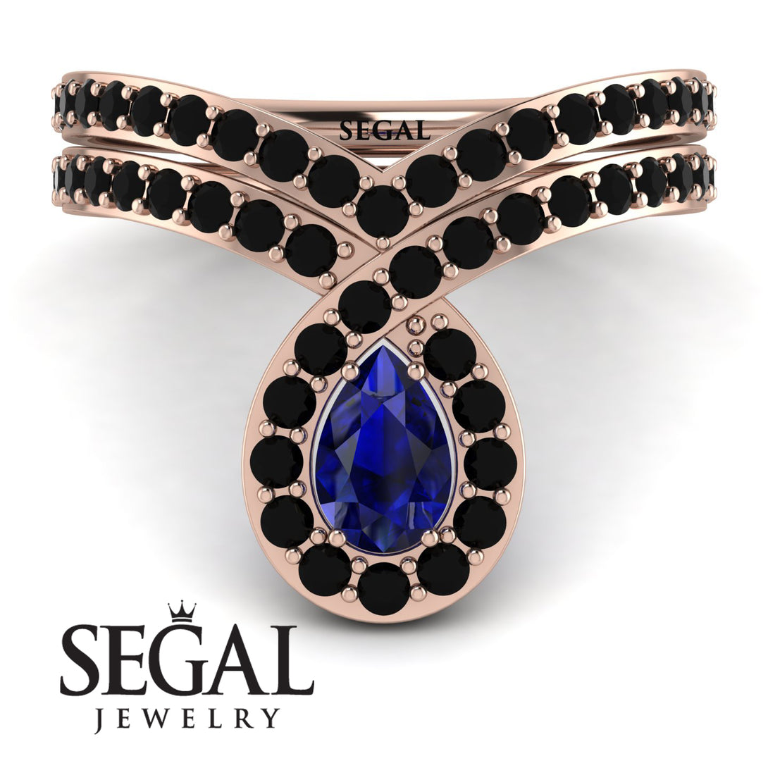 Sapphire Pear Shape Stacking Bridal Set - Emilia No. 44