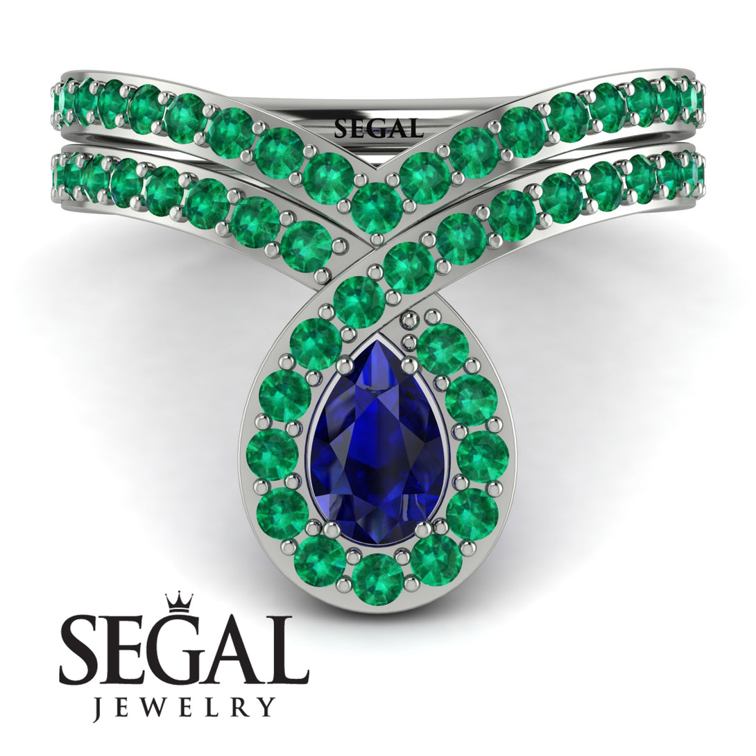Sapphire Pear Shape Stacking Bridal Set - Emilia No. 30