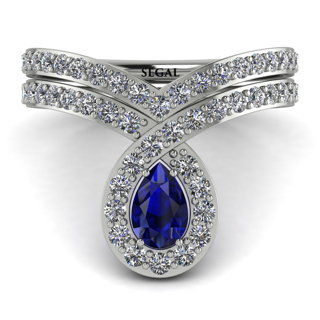 Sapphire Pear Shape Stacking Bridal Set - Emilia No. 15