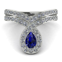 Sapphire Pear Shape Stacking Bridal Set - Emilia No. 15 image 1