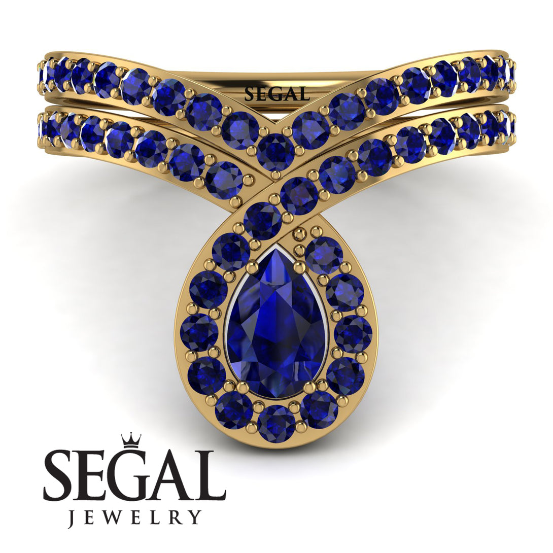 Sapphire Pear Shape Stacking Bridal Set - Emilia No. 73