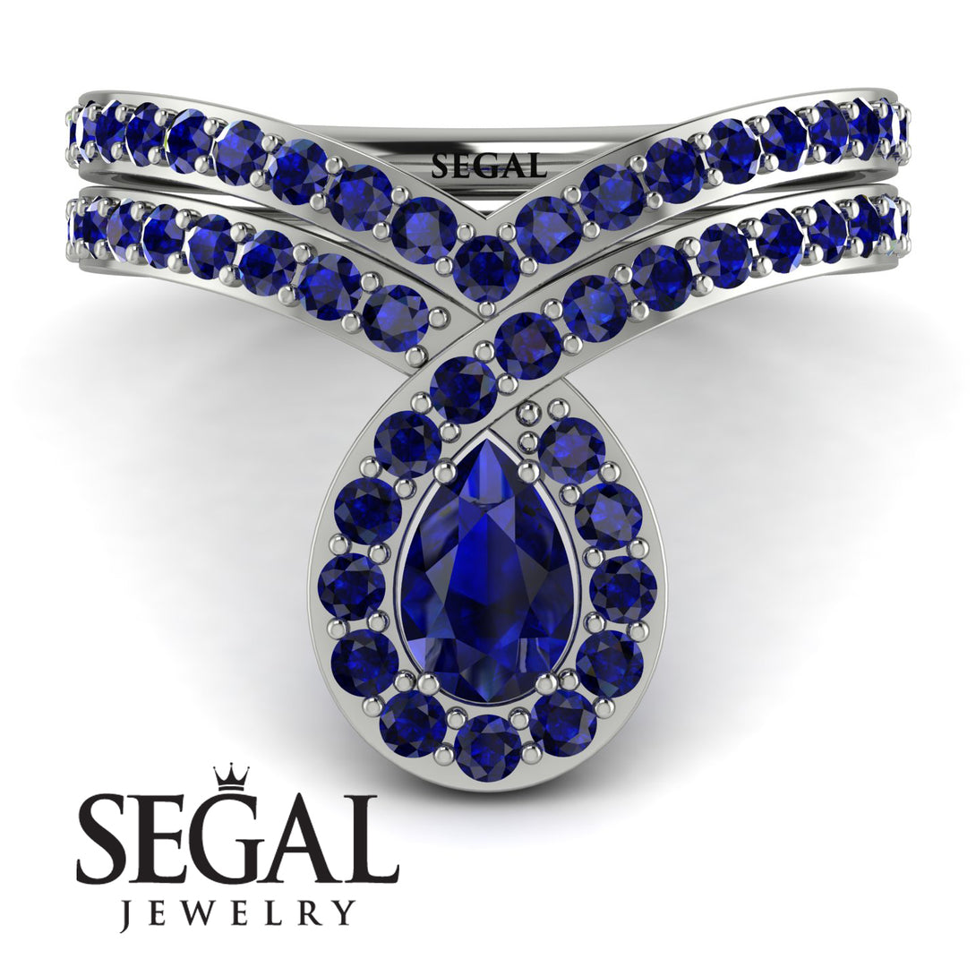 Sapphire Pear Shape Stacking Bridal Set - Emilia No. 75