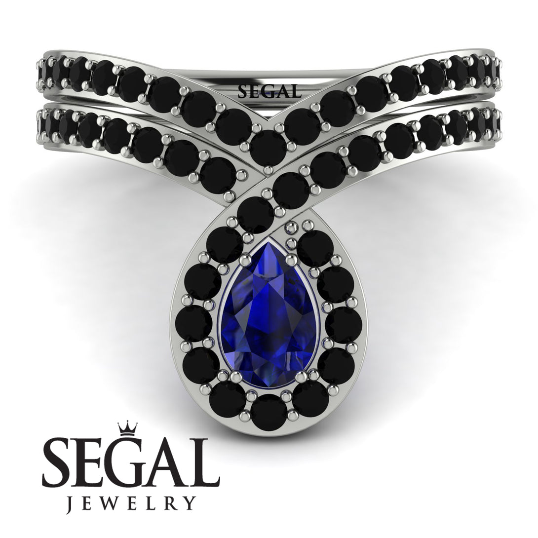Sapphire Pear Shape Stacking Bridal Set - Emilia No. 45