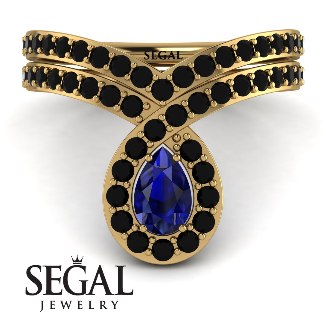 Sapphire Pear Shape Stacking Bridal Set - Emilia No. 43