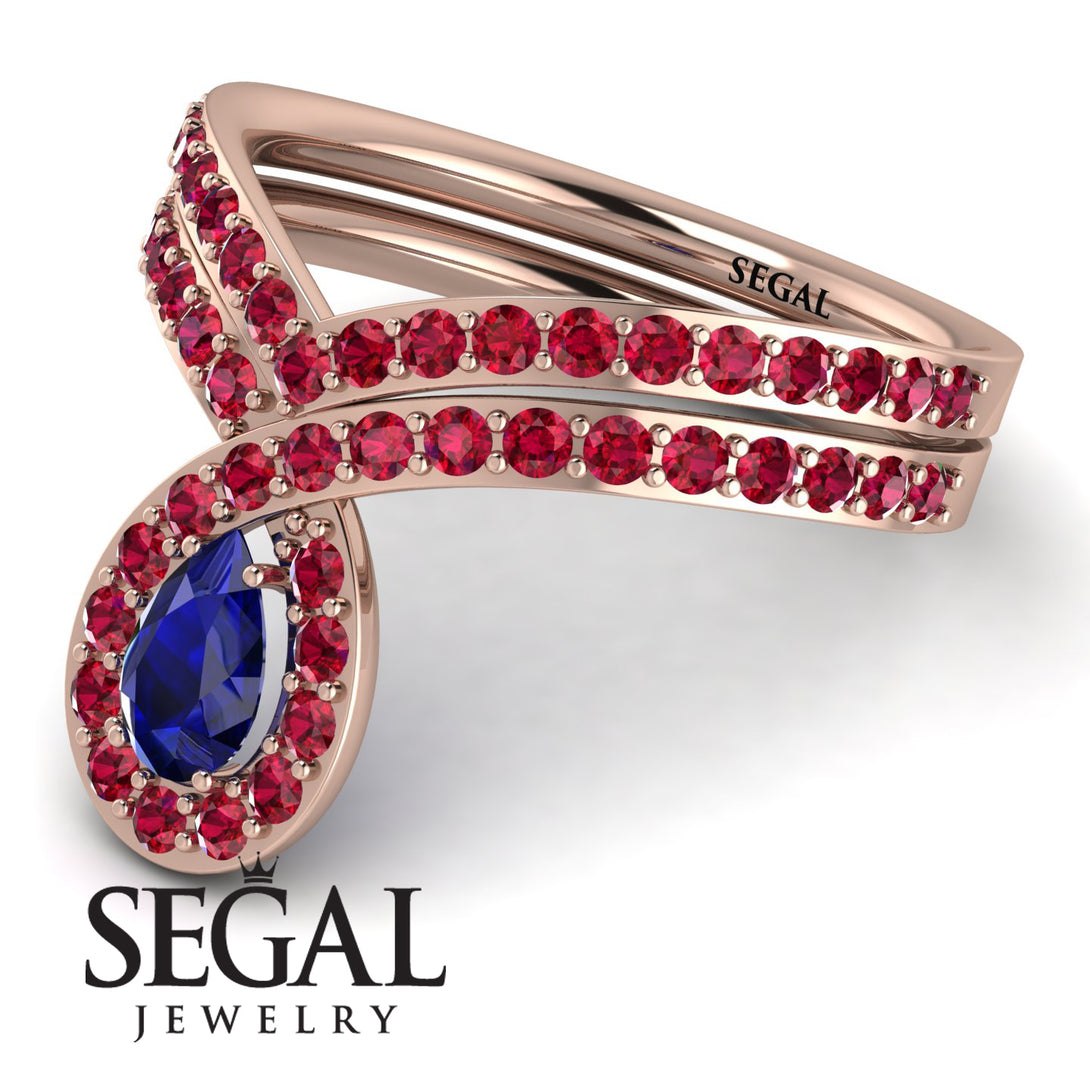 Sapphire Pear Shape Stacking Bridal Set - Emilia No. 59