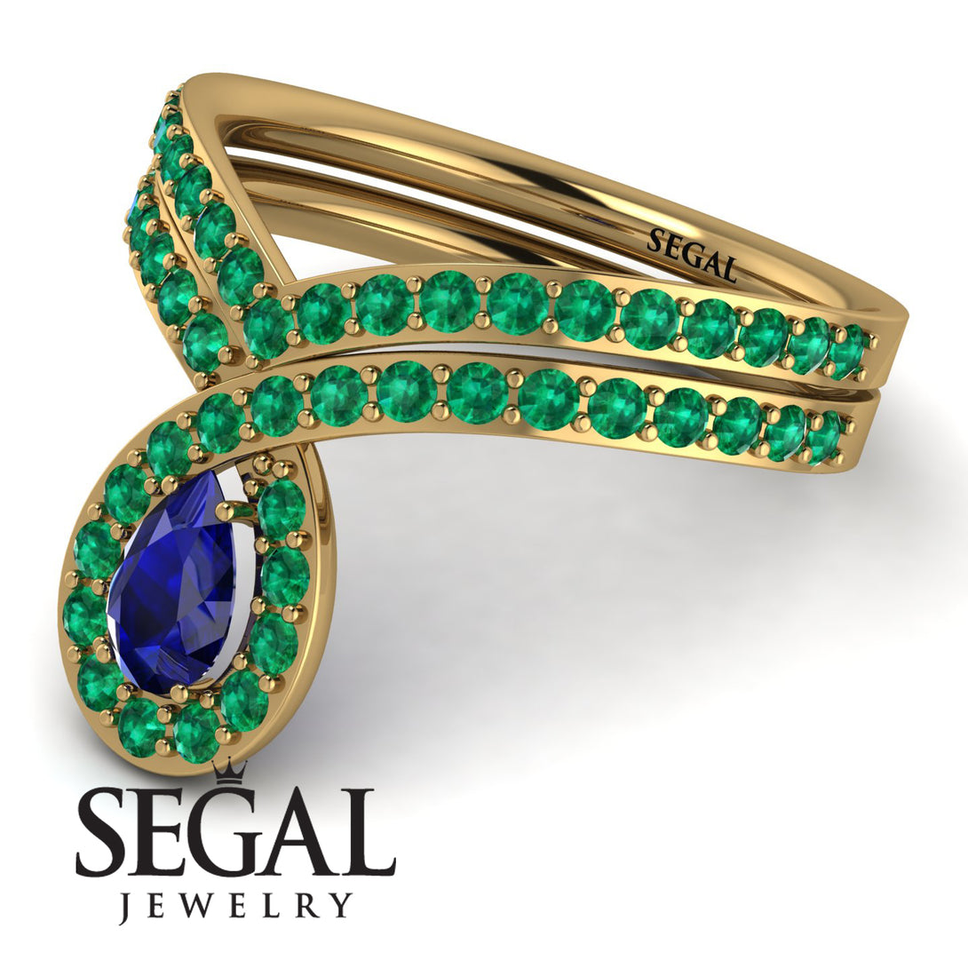 Sapphire Pear Shape Stacking Bridal Set - Emilia No. 28
