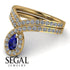 Blue Sapphire Wedding Ring Sets Pear Shape Stacking Bridal Set - Emilia No. 13