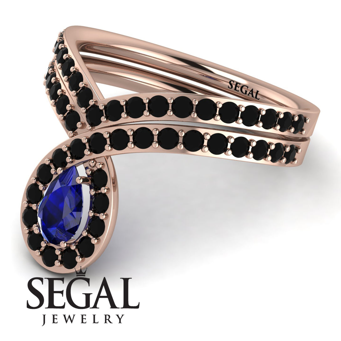 Sapphire Pear Shape Stacking Bridal Set - Emilia No. 44