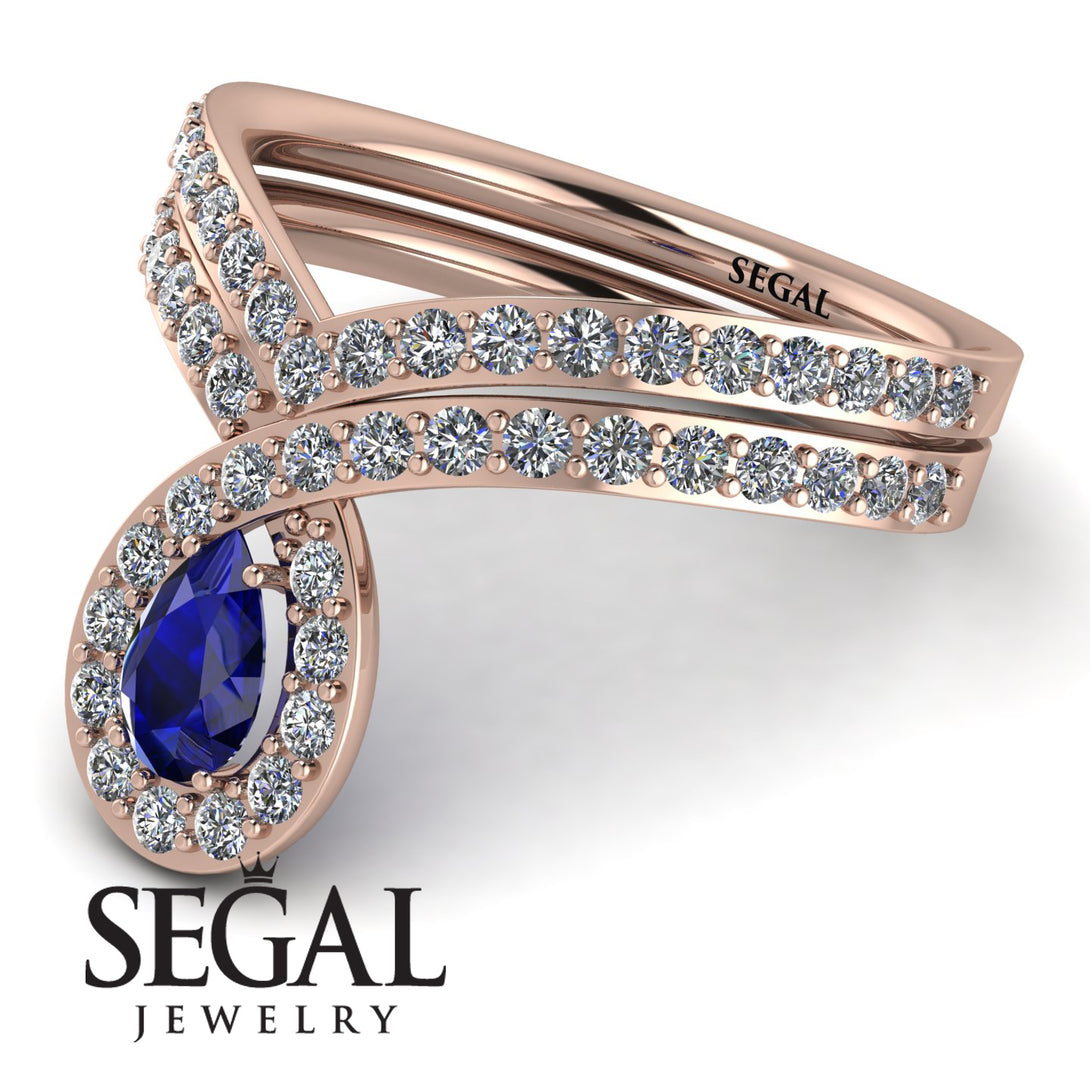 Sapphire Pear Shape Stacking Bridal Set - Emilia No. 14