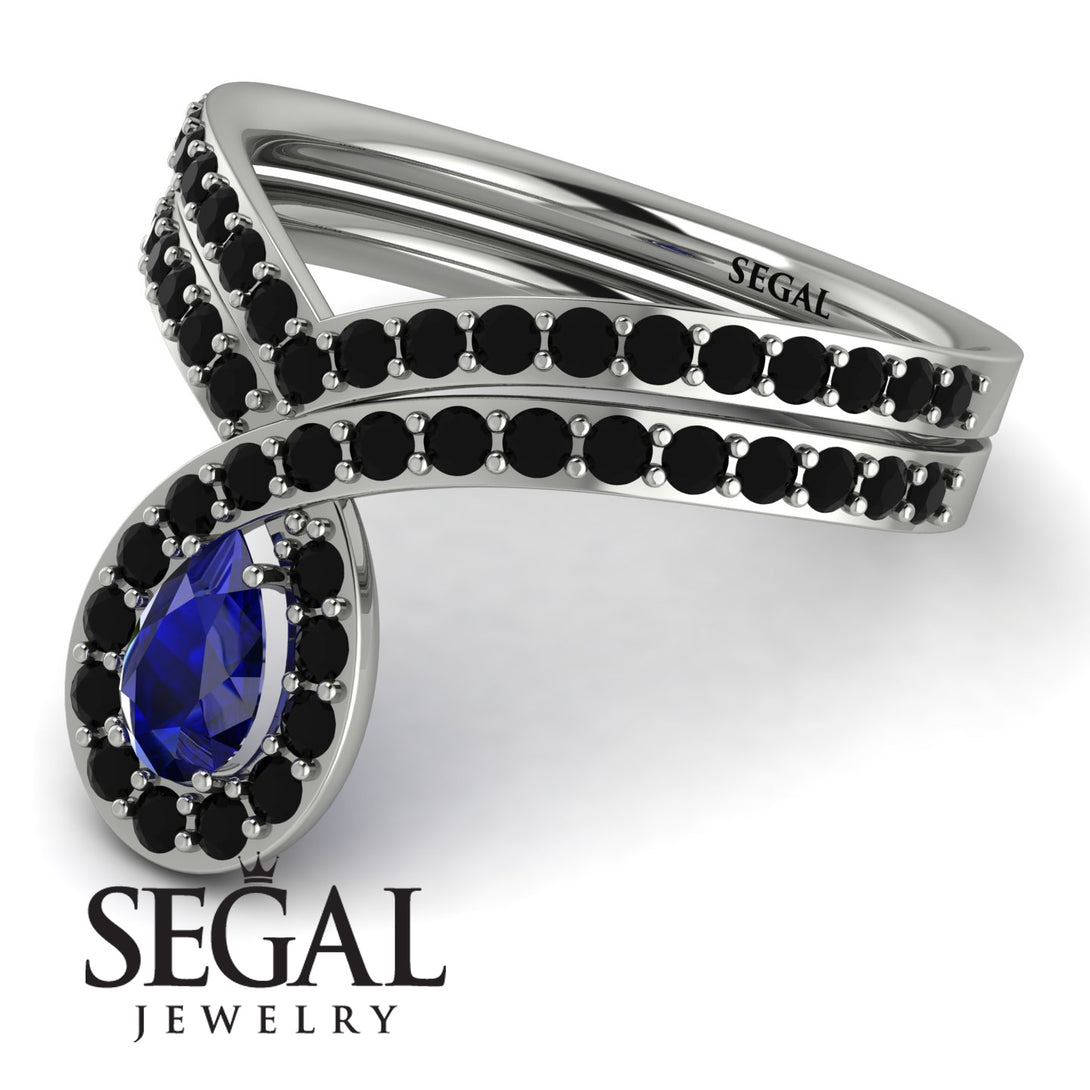 Sapphire Pear Shape Stacking Bridal Set - Emilia No. 45