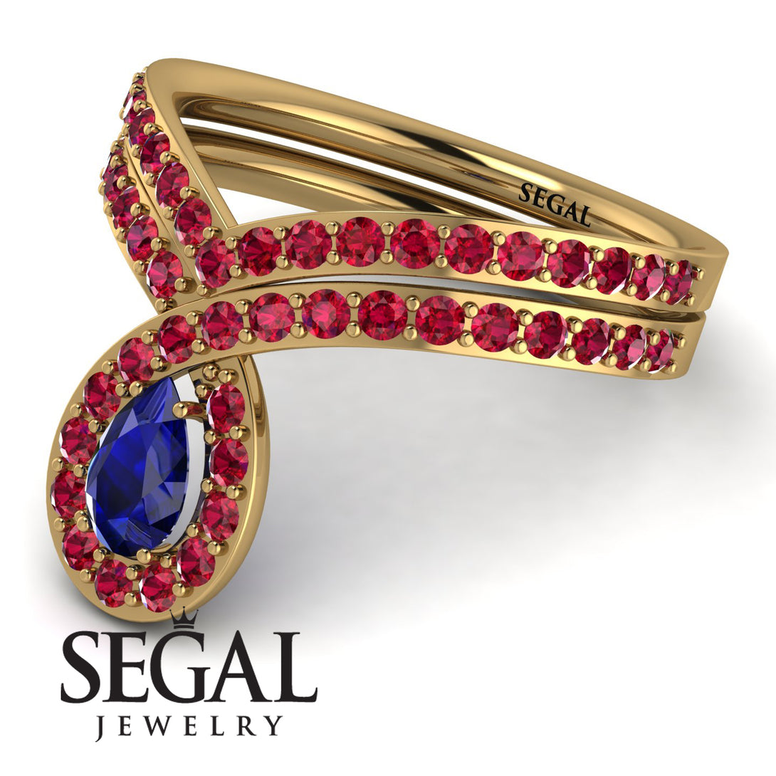 Sapphire Pear Shape Stacking Bridal Set - Emilia No. 58
