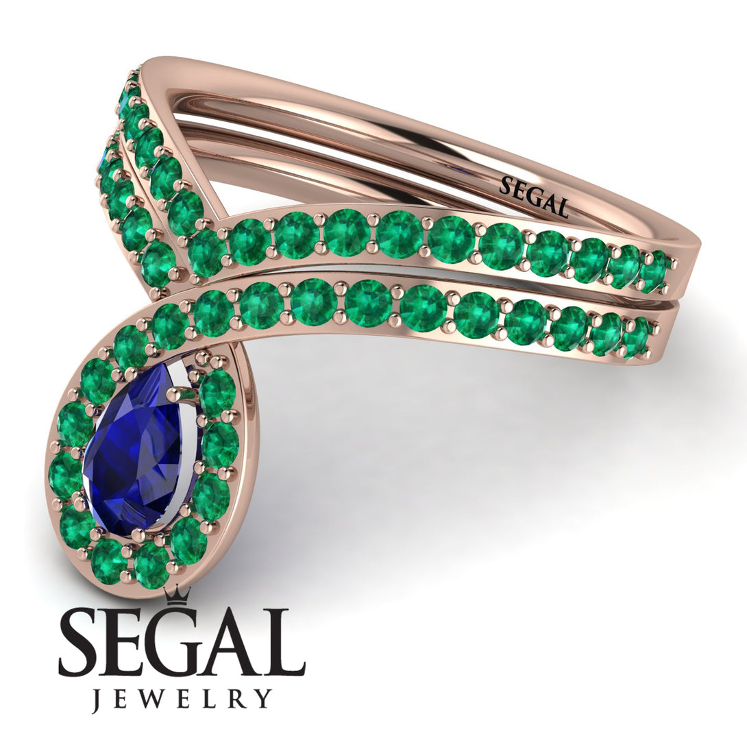 Sapphire Pear Shape Stacking Bridal Set - Emilia No. 29