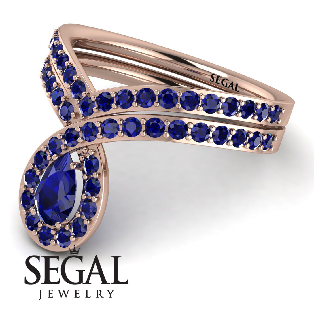 Sapphire Pear Shape Stacking Bridal Set - Emilia No. 74