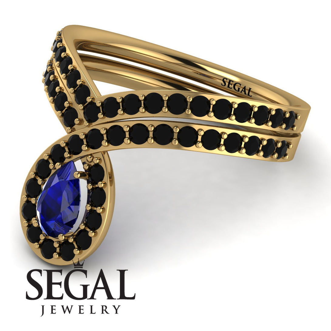 Sapphire Pear Shape Stacking Bridal Set - Emilia No. 43